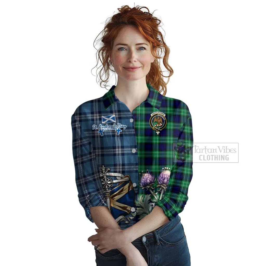 Abercrombie Tartan Women's Casual Shirt Happy St. Andrew's Day Half Tartan Style