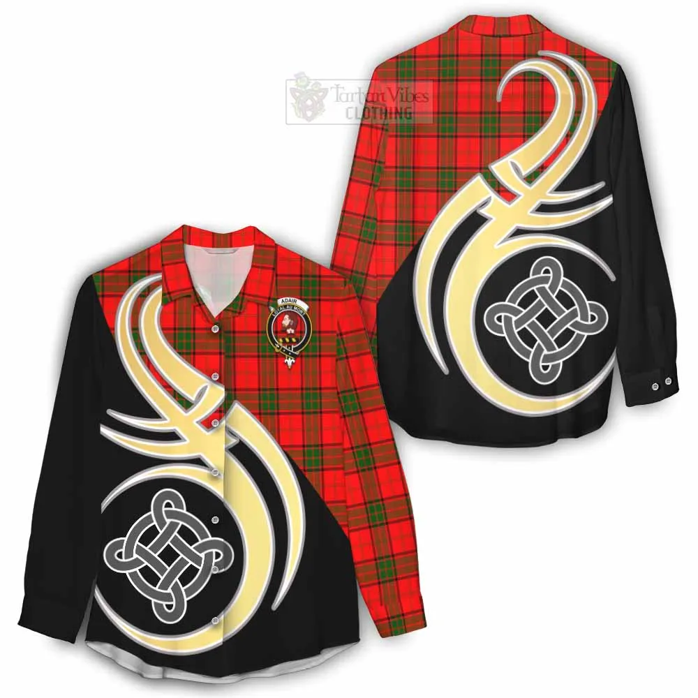 Adair Tartan Women's Casual Shirt with Family Crest and Celtic Symbol Style