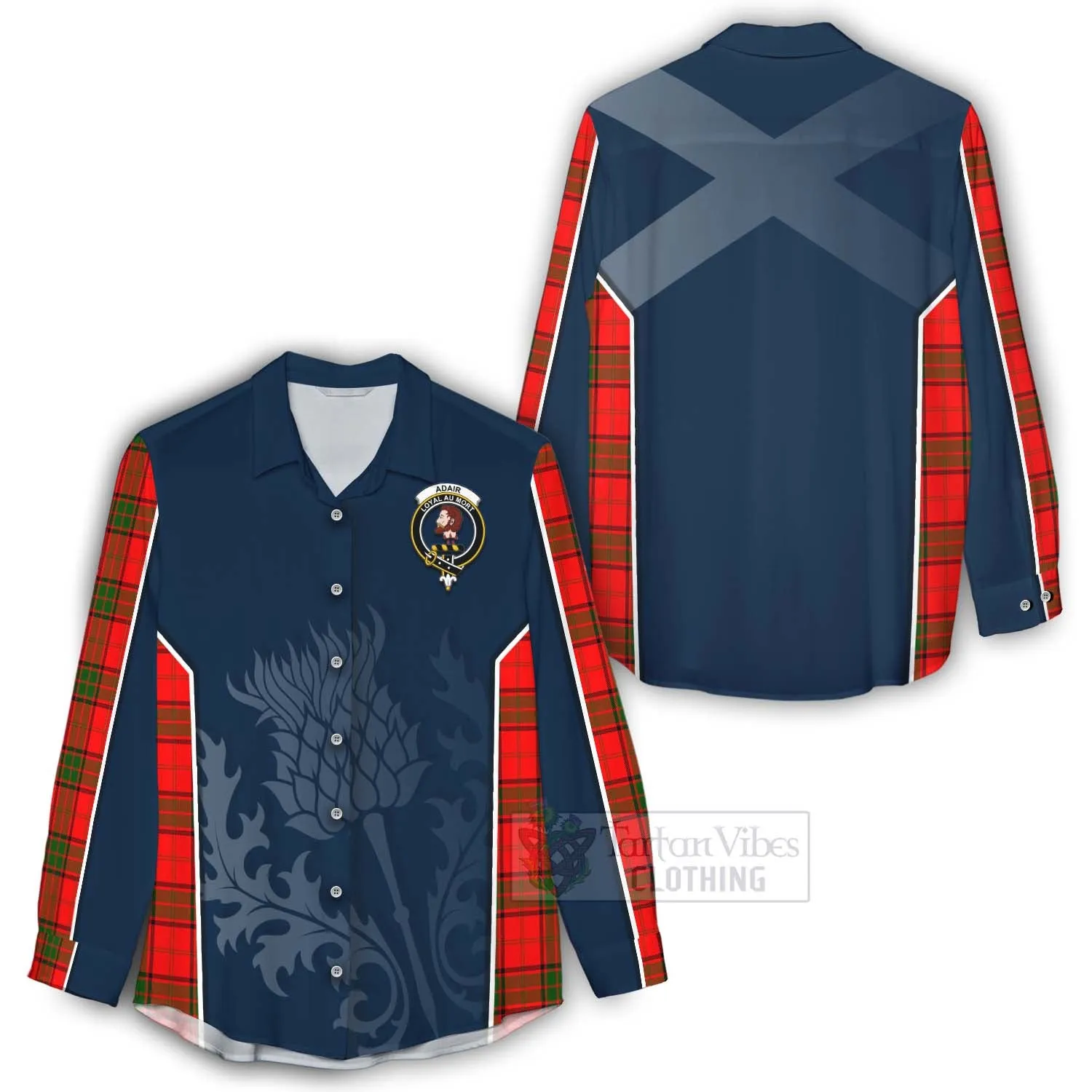 Adair Tartan Women's Casual Shirt with Family Crest and Scottish Thistle Vibes Sport Style