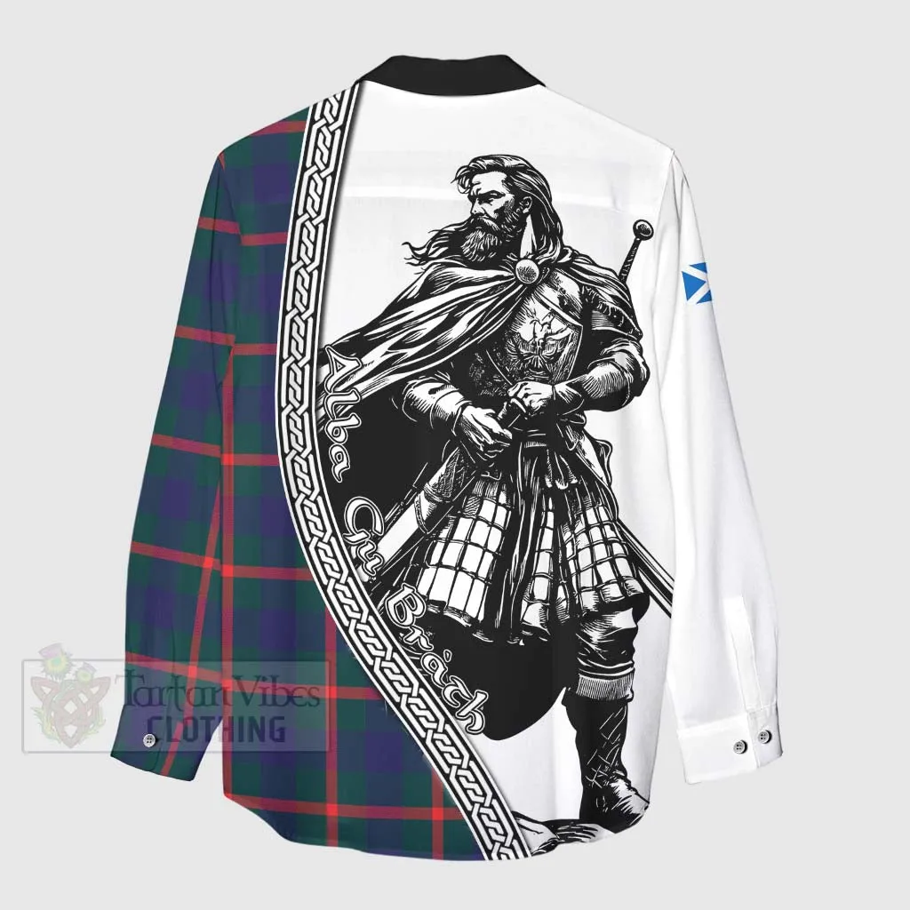 Agnew Tartan Clan Crest Women's Casual Shirt with Highlander Warrior Celtic Style