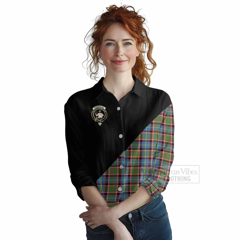 Aikenhead Tartan Women's Casual Shirt with Family Crest and Military Logo Style