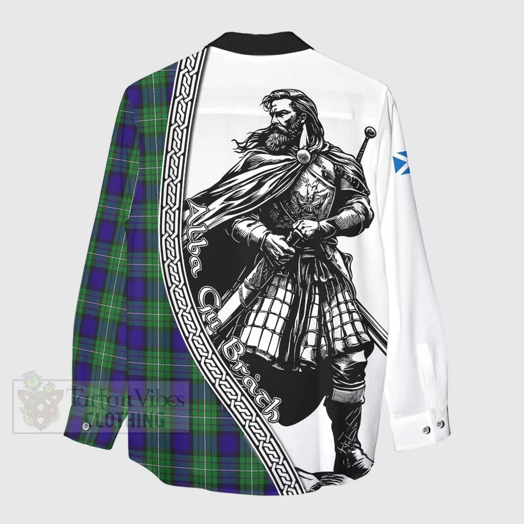 Alexander Tartan Clan Crest Women's Casual Shirt with Highlander Warrior Celtic Style