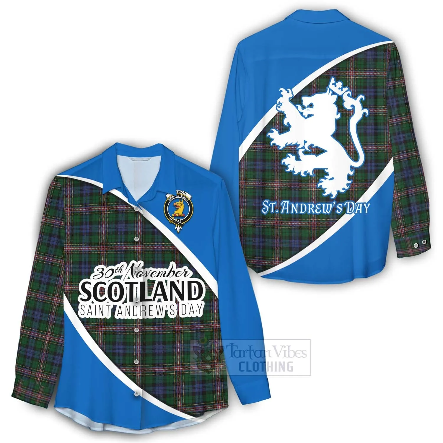 Allison Family Crest Tartan Women's Casual Shirt Celebrate Saint Andrew's Day in Style