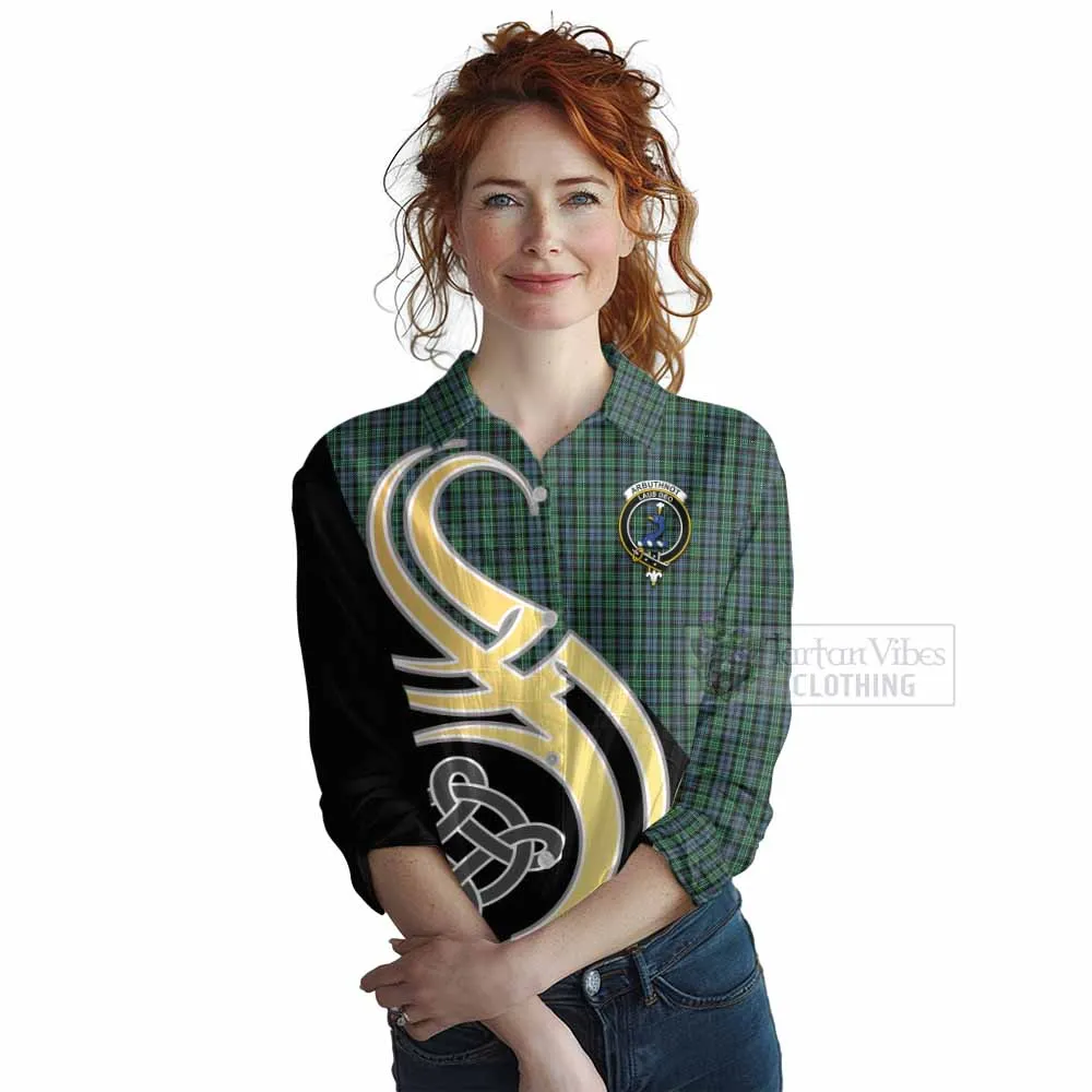 Arbuthnot Tartan Women's Casual Shirt with Family Crest and Celtic Symbol Style