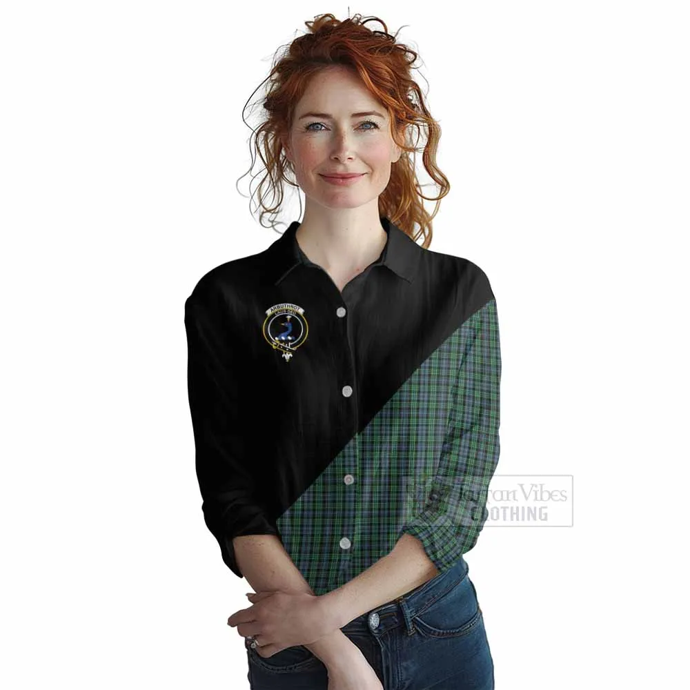 Arbuthnot Tartan Women's Casual Shirt with Family Crest and Military Logo Style