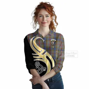 Balfour Tartan Women's Casual Shirt with Family Crest and Celtic Symbol Style