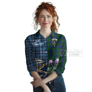 Barclay Tartan Women's Casual Shirt Happy St. Andrew's Day Half Tartan Style