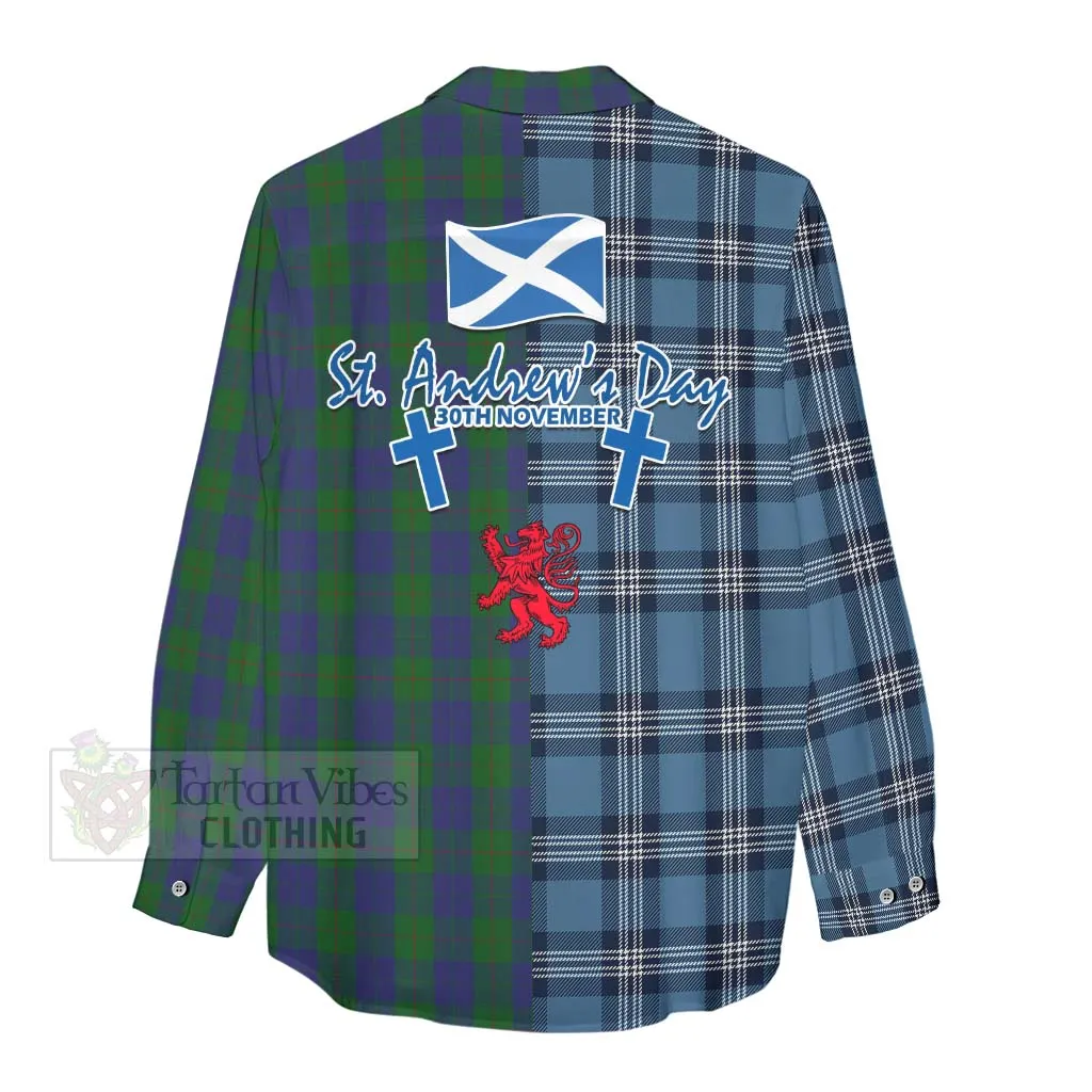 Barclay Tartan Women's Casual Shirt Happy St. Andrew's Day Half Tartan Style