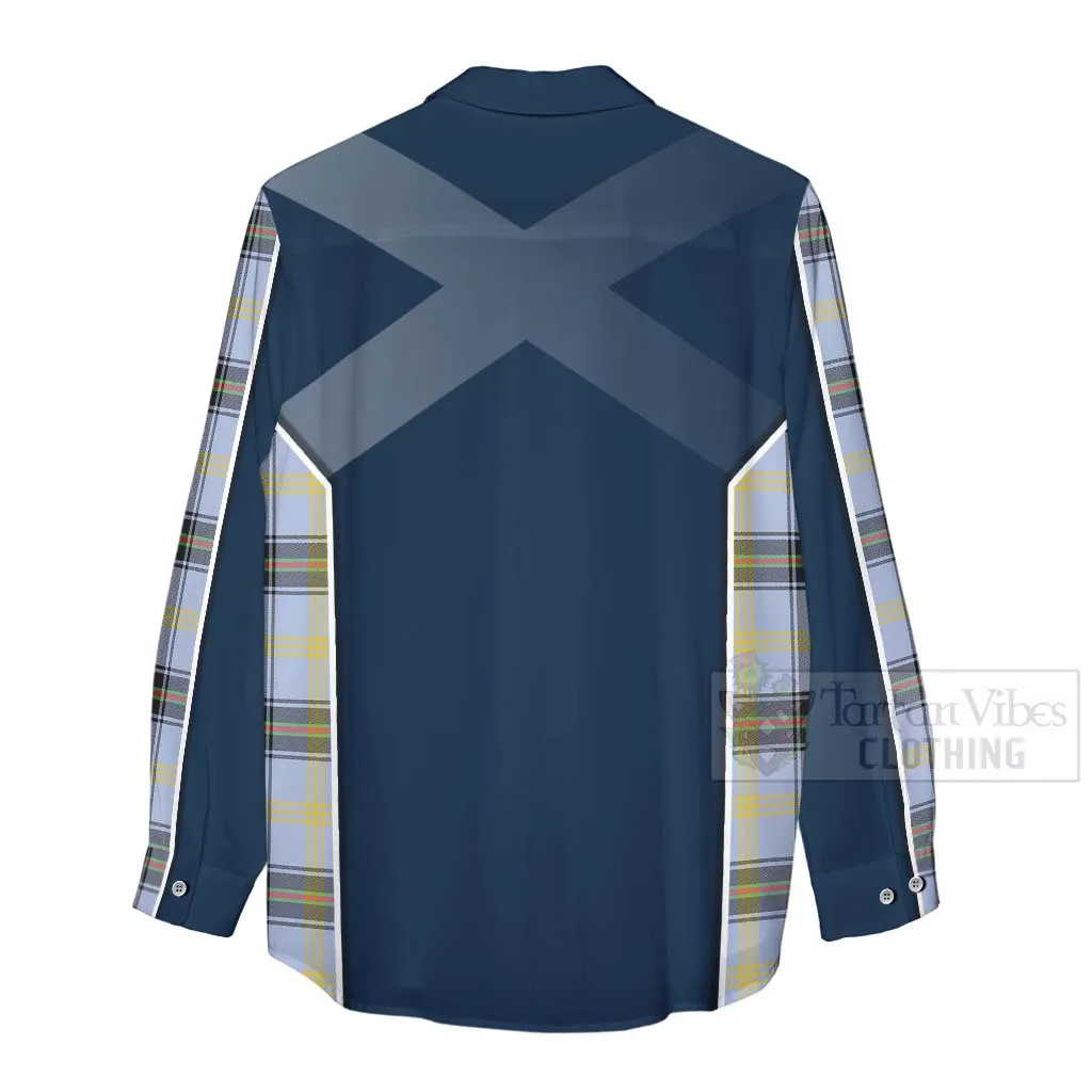 Bell Tartan Women's Casual Shirt with Family Crest and Scottish Thistle Vibes Sport Style