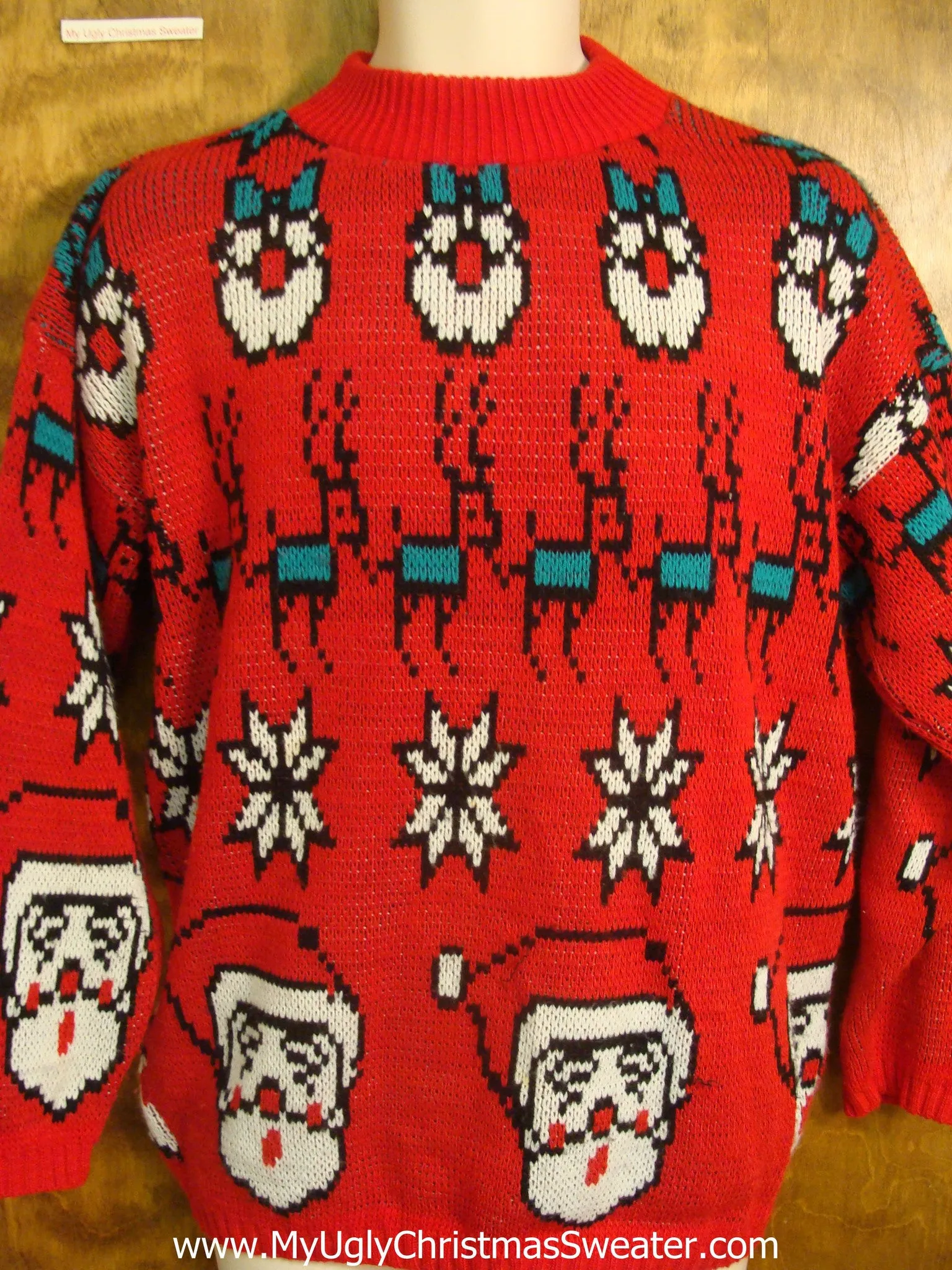 Best 80s Busy Retro Red Christmas Sweater