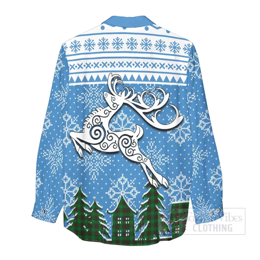 Beveridge Clan Christmas Women's Casual Shirt Celtic Reindeer Style