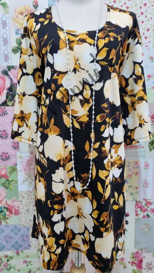 Black & Mustard Floral Top GD0238