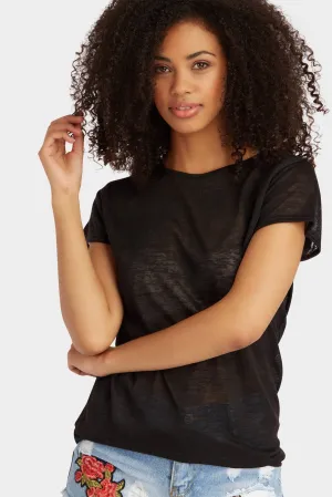 Black Crew Neck Hi-Lo Top