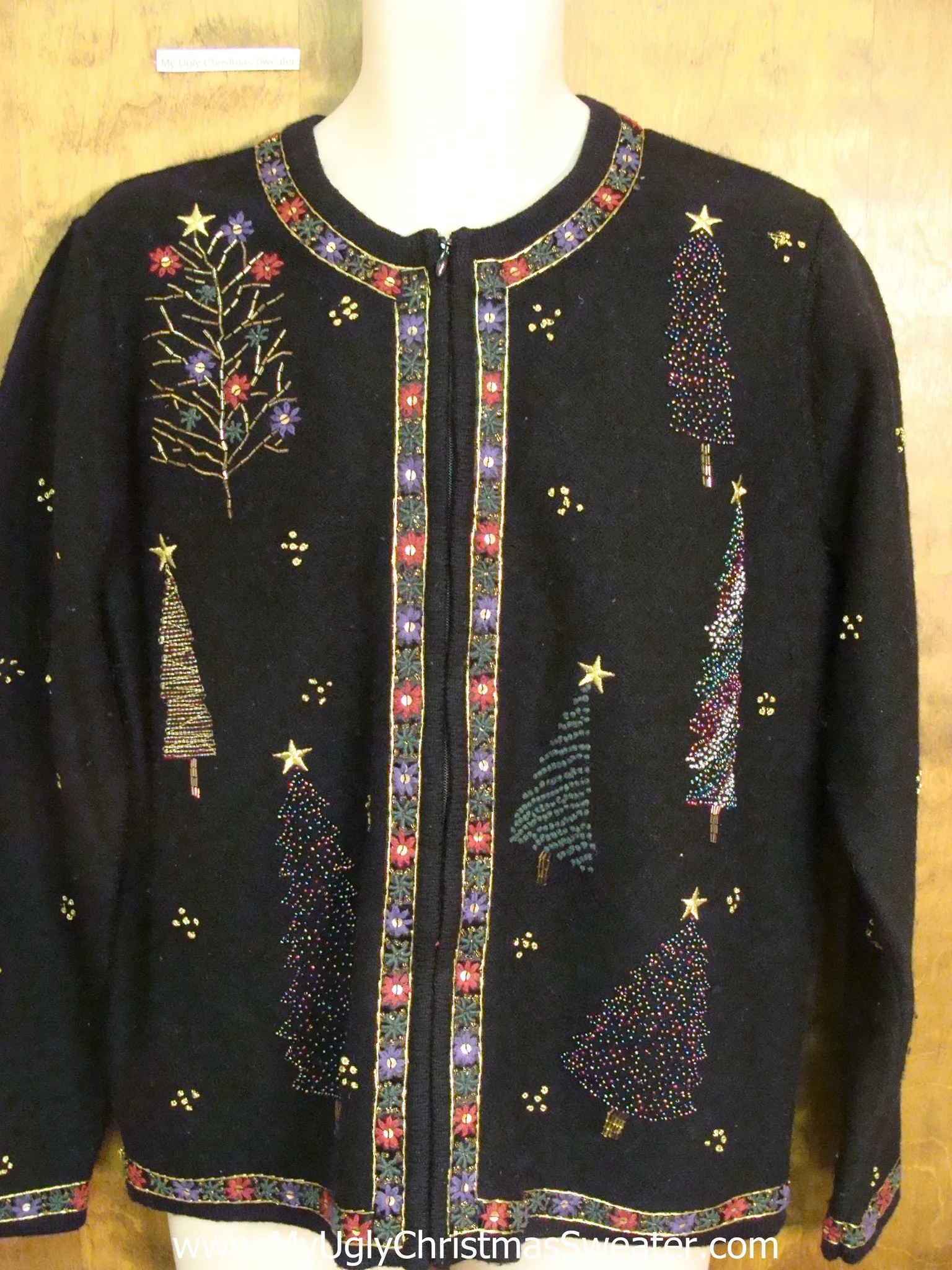 Black Fancy Trees Ugliest Christmas Sweater