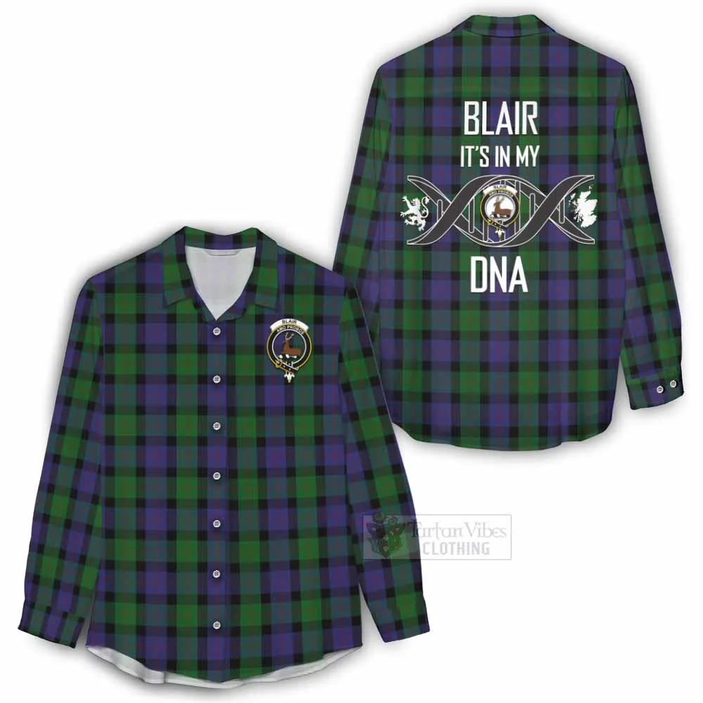 Blair Tartan Women's Casual Shirt with Family Crest DNA In Me Style