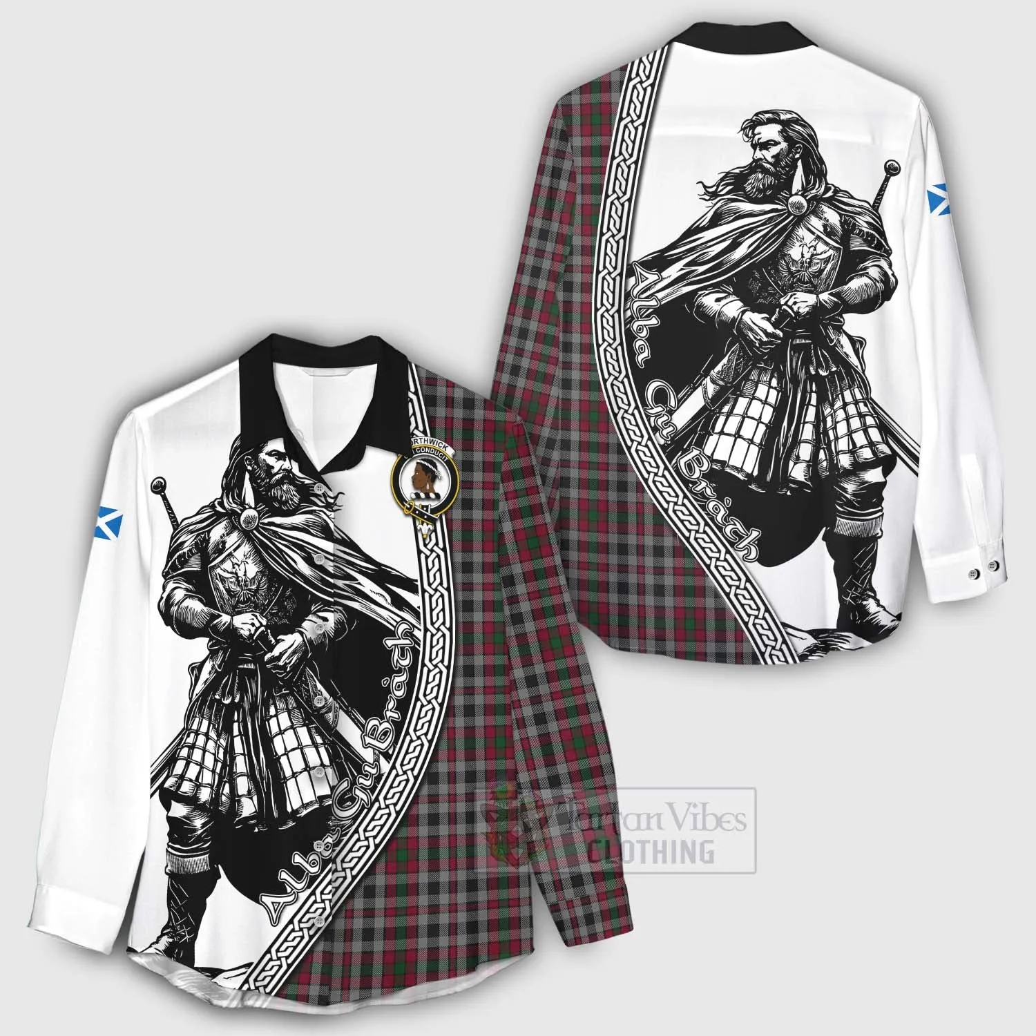 Borthwick Tartan Clan Crest Women's Casual Shirt with Highlander Warrior Celtic Style