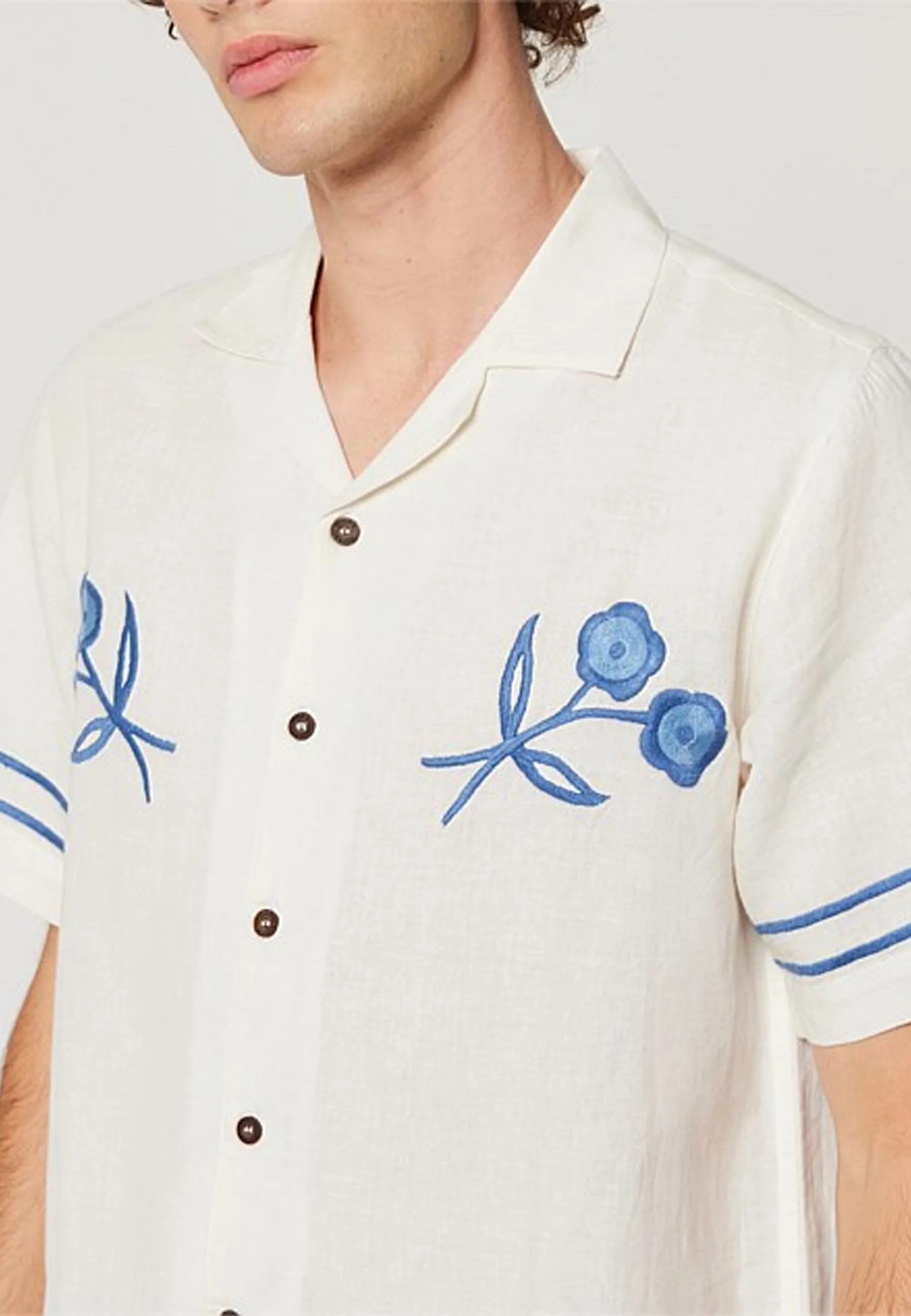 Bowler Embroidered Shirt - Vintage White