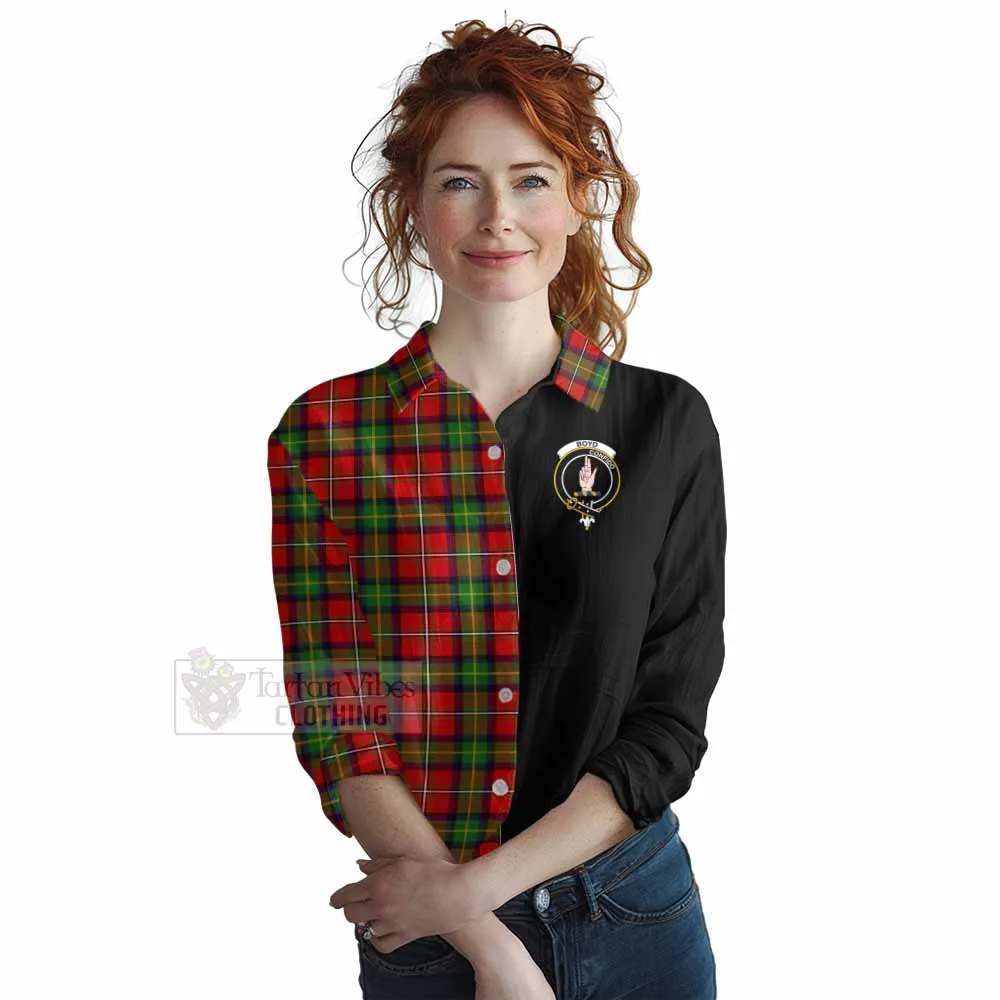 Boyd Tartan Women's Casual Shirt with Family Crest and Half Of Me Style