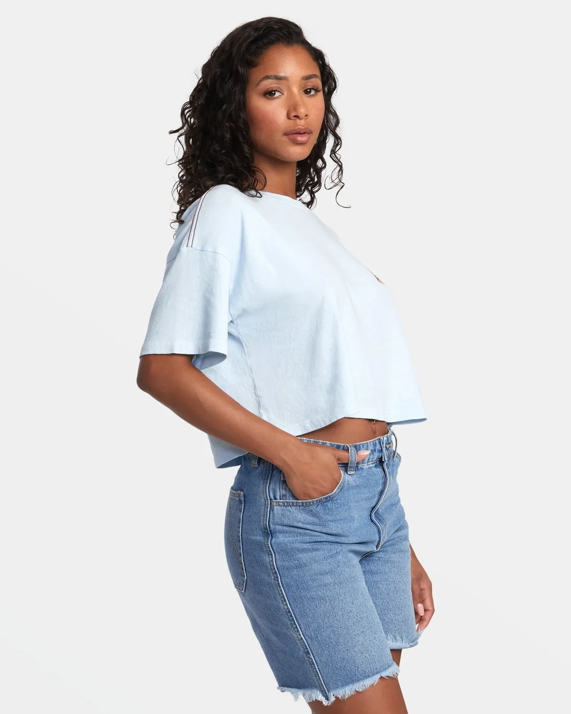 Boyfriend Crop Tee 2 T-Shirt - Sky High