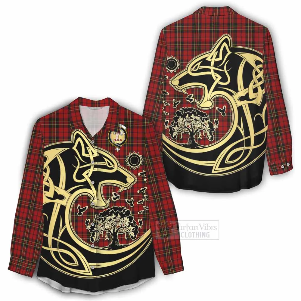 Brodie Tartan Women's Casual Shirt with Family Crest Celtic Wolf Style