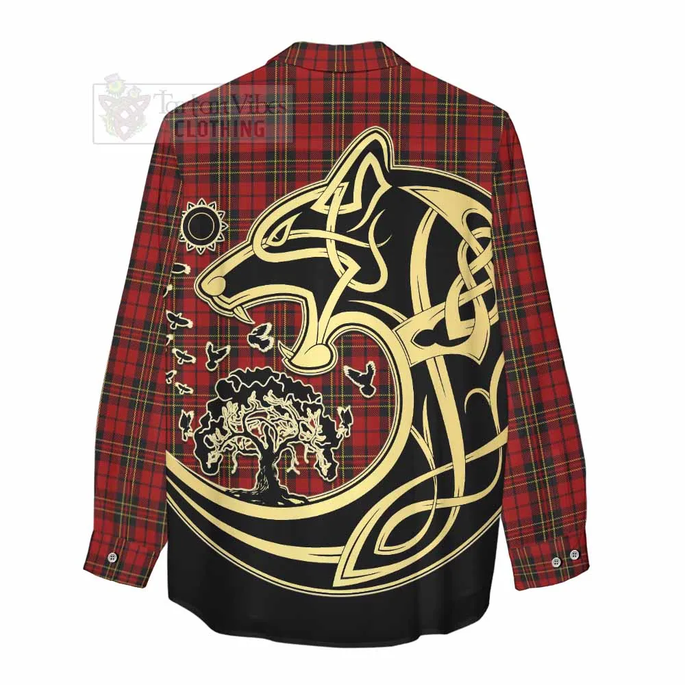 Brodie Tartan Women's Casual Shirt with Family Crest Celtic Wolf Style