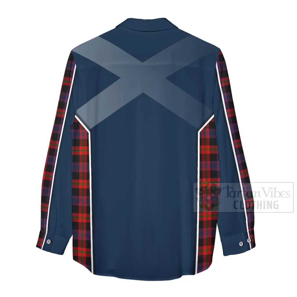 Brown (Broun) Tartan Women's Casual Shirt with Family Crest and Scottish Thistle Vibes Sport Style