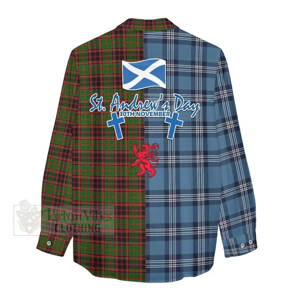 Buchan Tartan Women's Casual Shirt Happy St. Andrew's Day Half Tartan Style