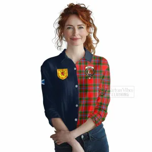 Butter Tartan Women's Casual Shirt Alba with Scottish Lion Royal Arm Half Style