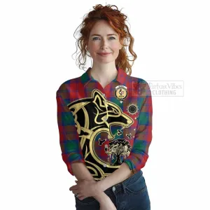 Byres (Byses) Tartan Women's Casual Shirt with Family Crest Celtic Wolf Style