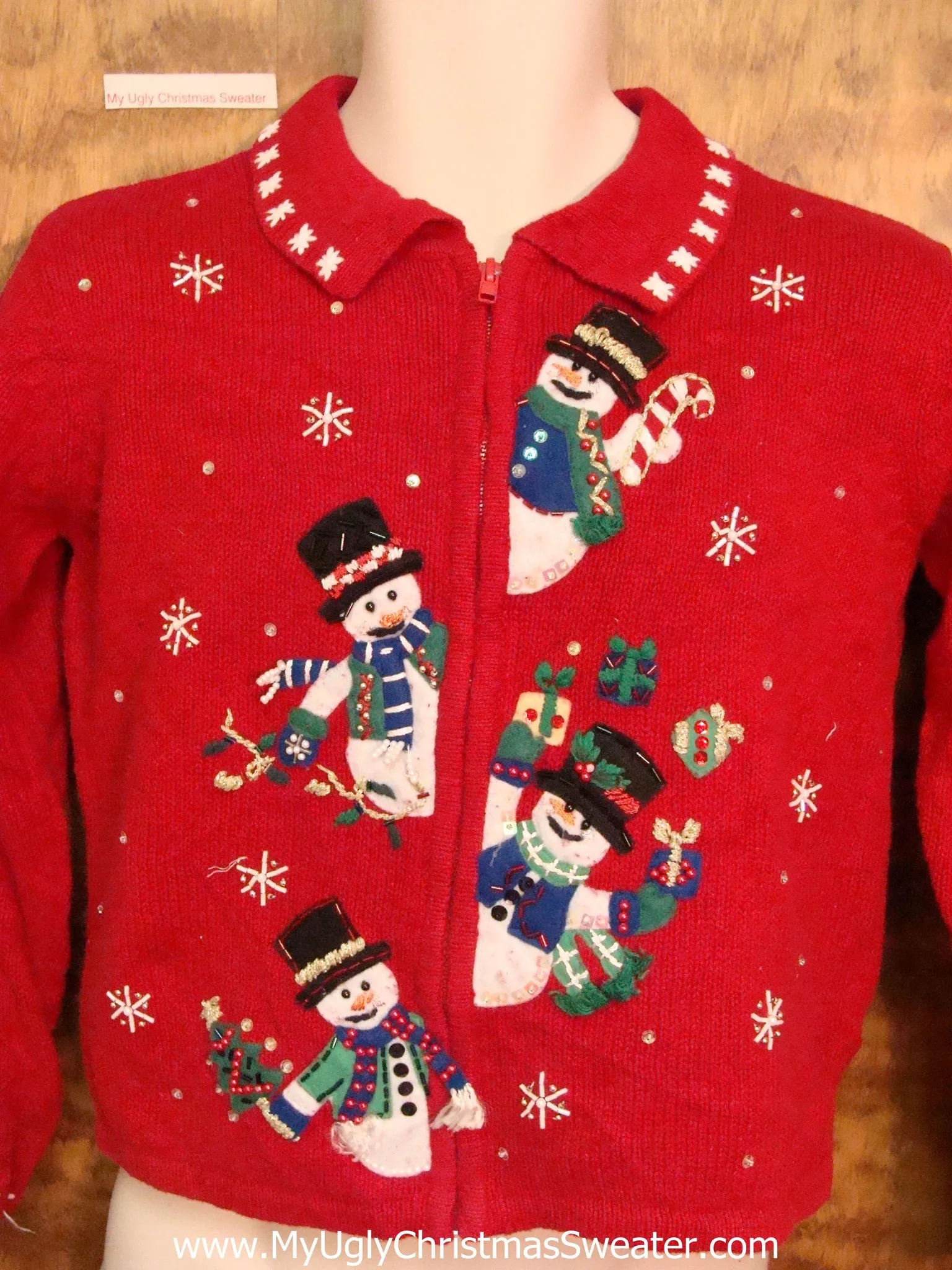 Child Size Ugly Christmas Sweater with Juggling Snowmen