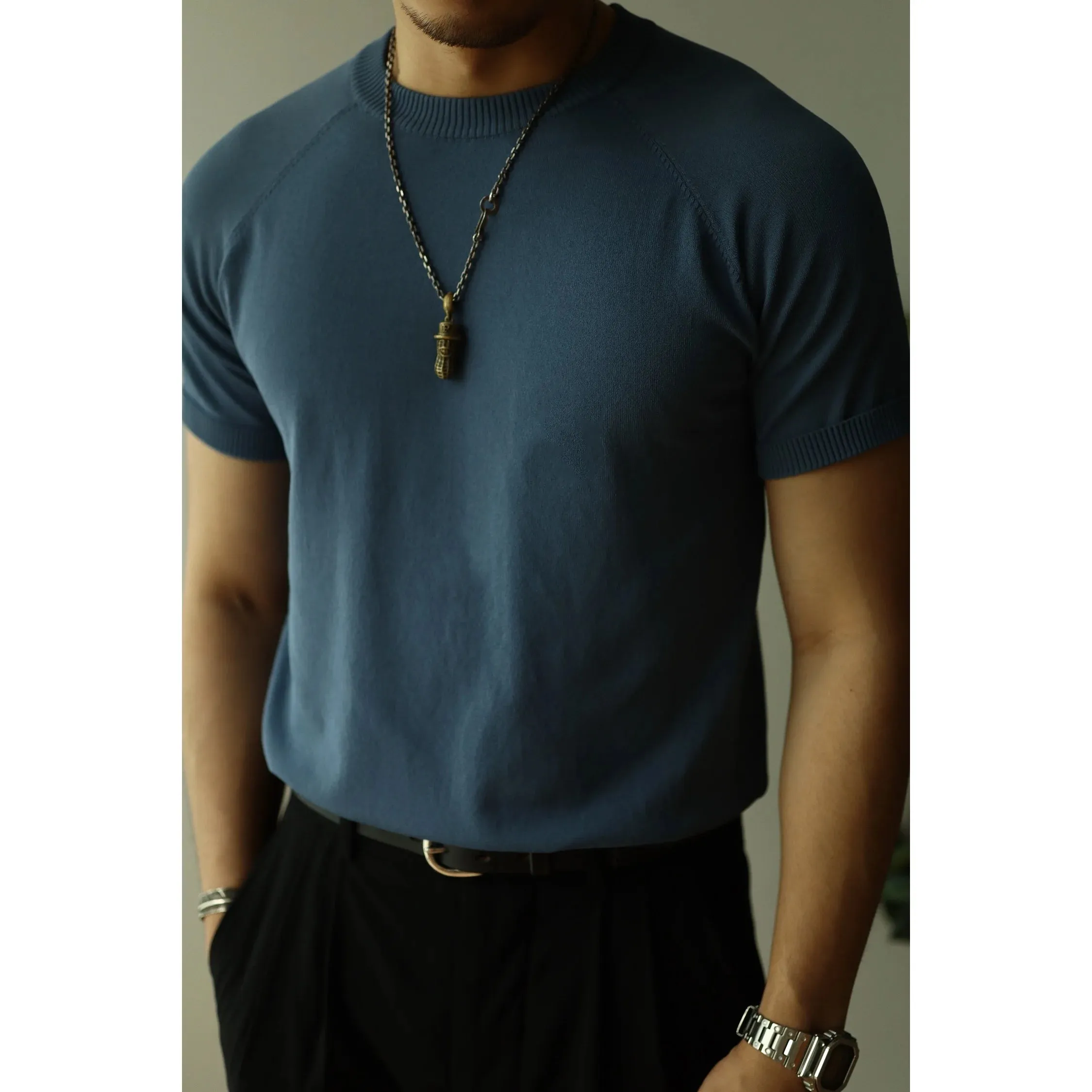 Cool Casual Vintage T-shirt for Men with O-neck and Short Sleeves