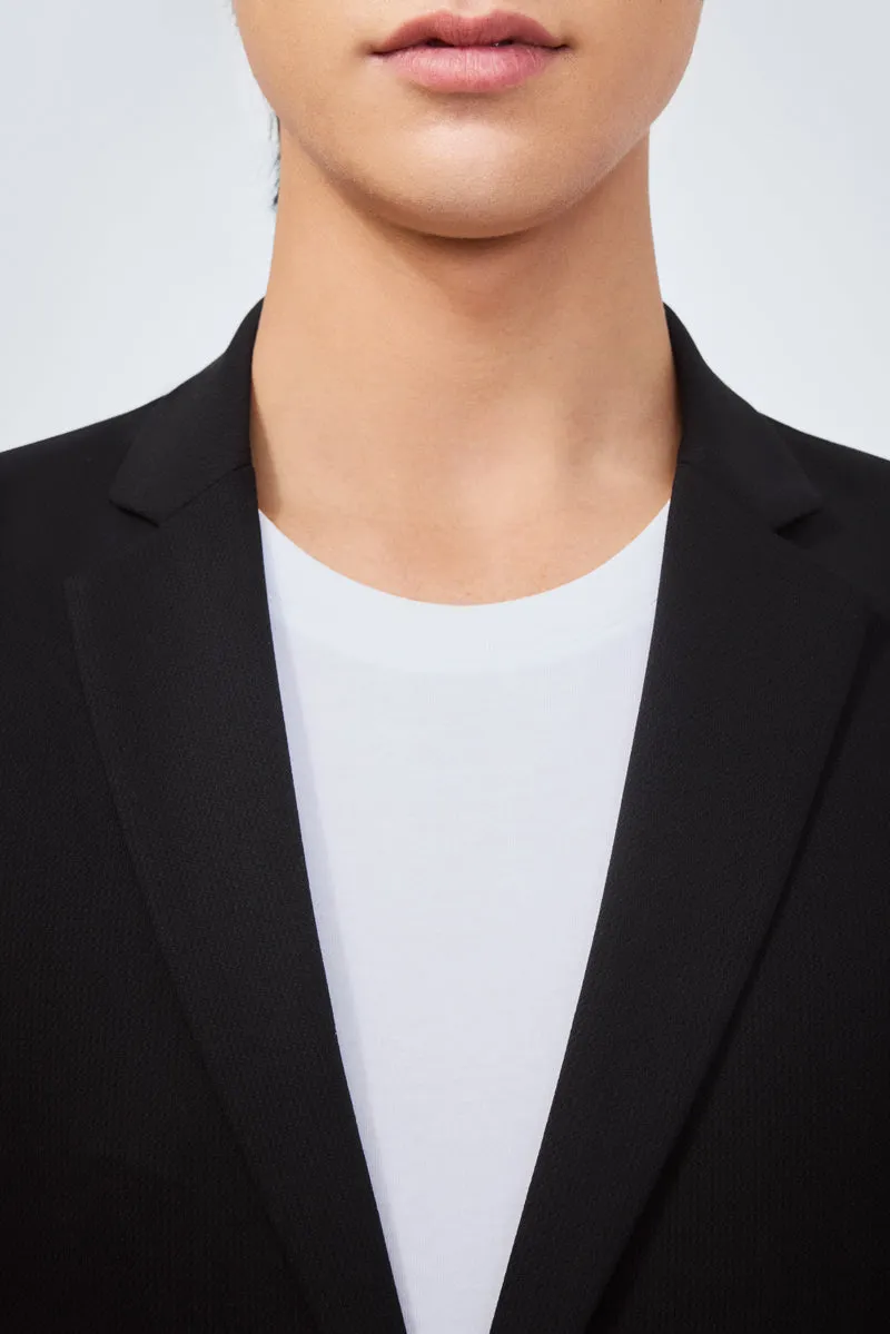 CottonSTRETCH Lightweight Knit Smart Blazer | Black BKFD01