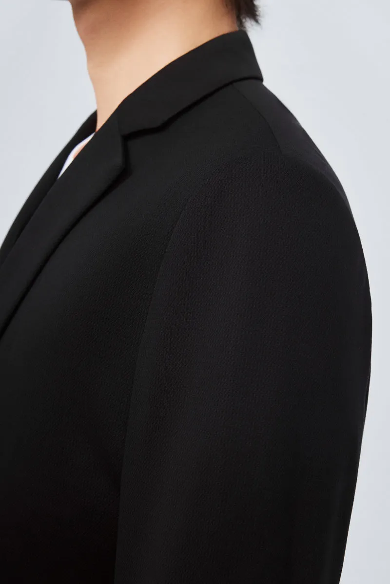 CottonSTRETCH Lightweight Knit Smart Blazer | Black BKFD01