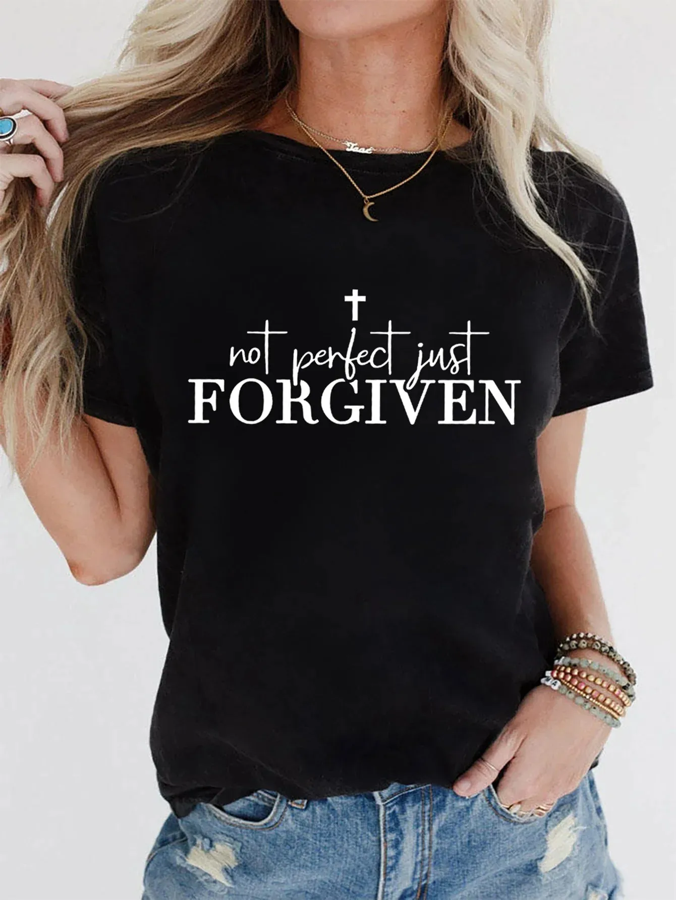 Forgiven Faith Sleeve Casual Women's Top T-Shirt