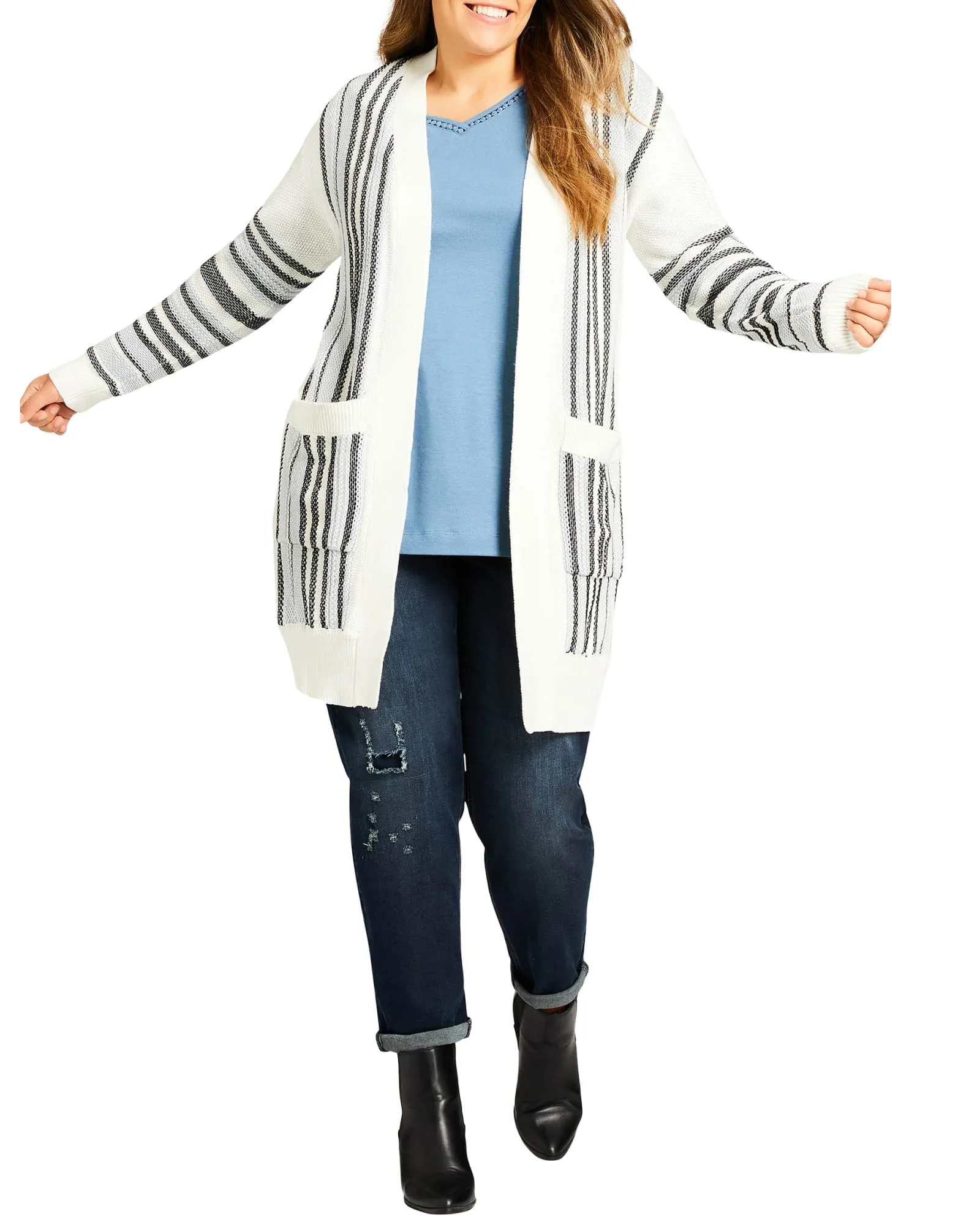 Frankie Stripe Cardigan | Ivory Stripe