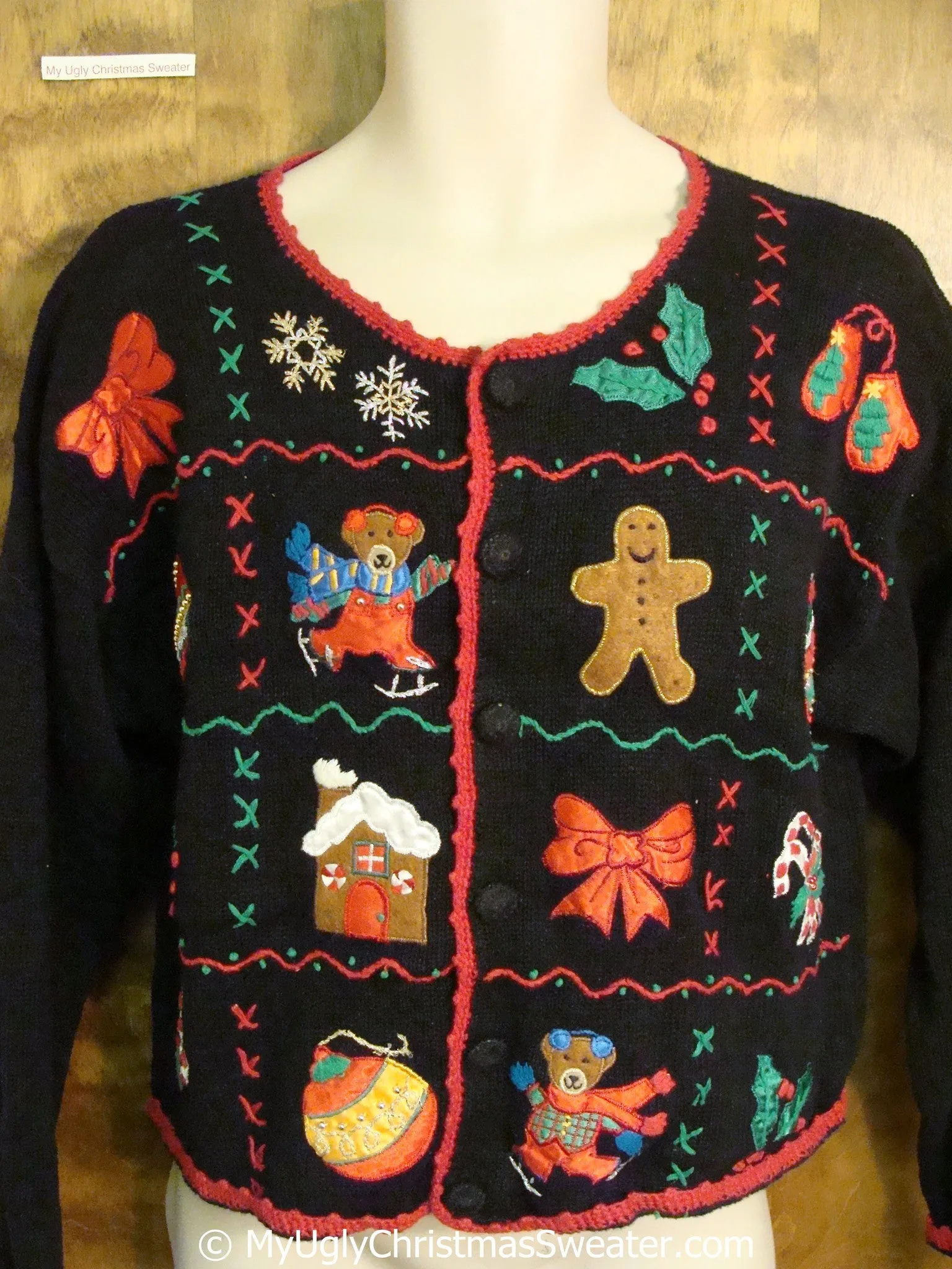 Gingerbread Men with Bears Ugly Christmas Sweater