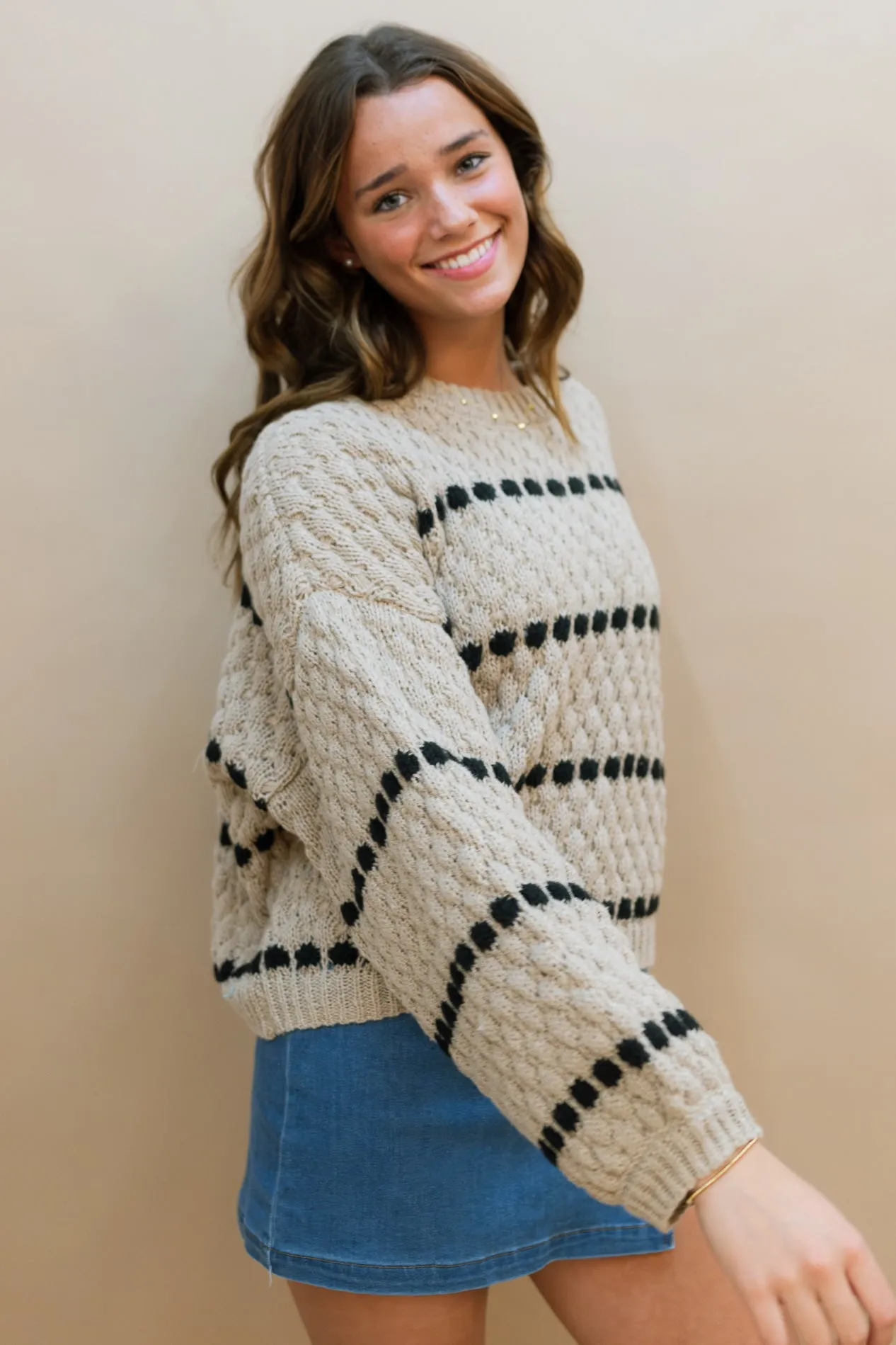 Heather Chunky Sweater - Khaki