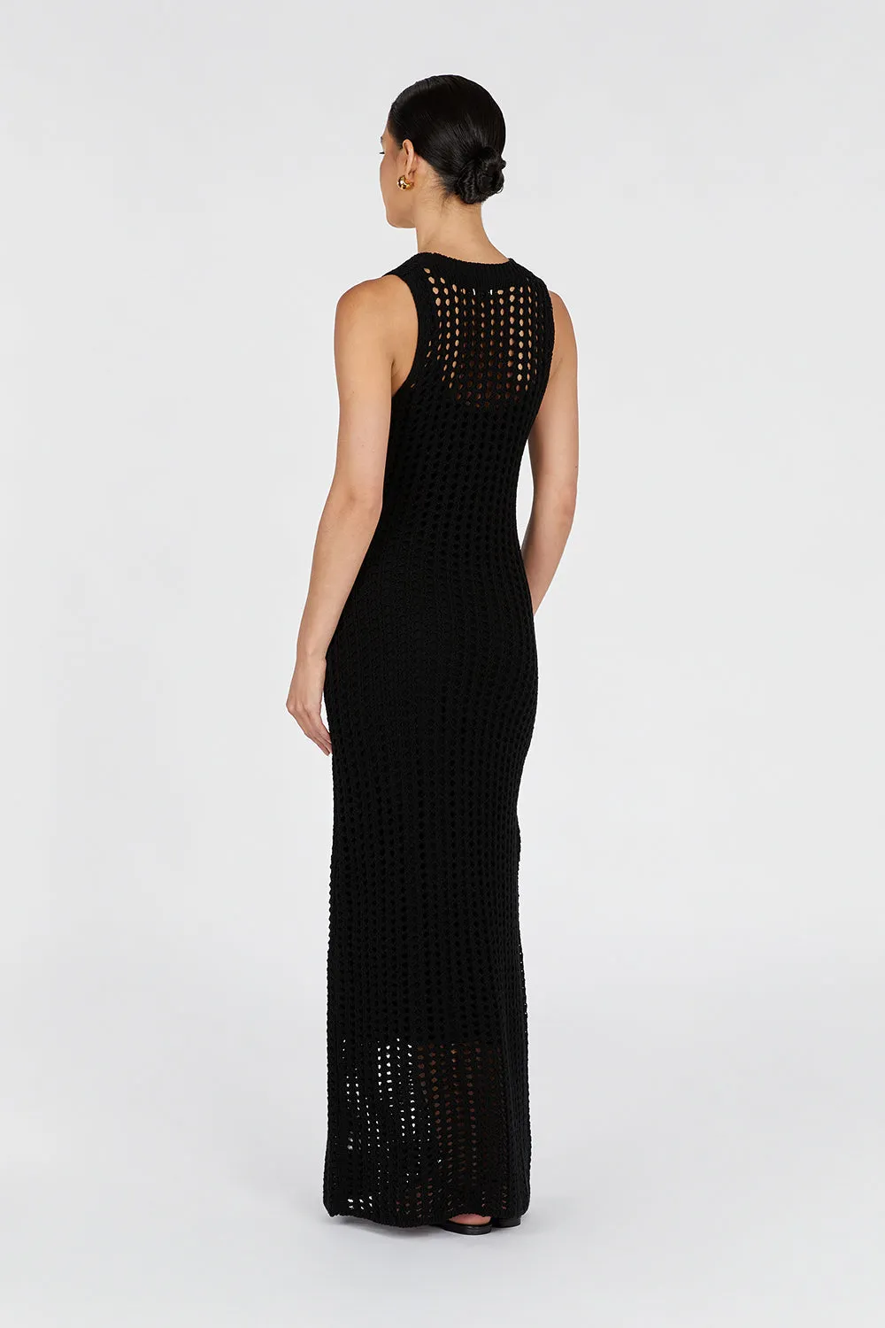 HUNTER BLACK CROCHET MAXI DRESS