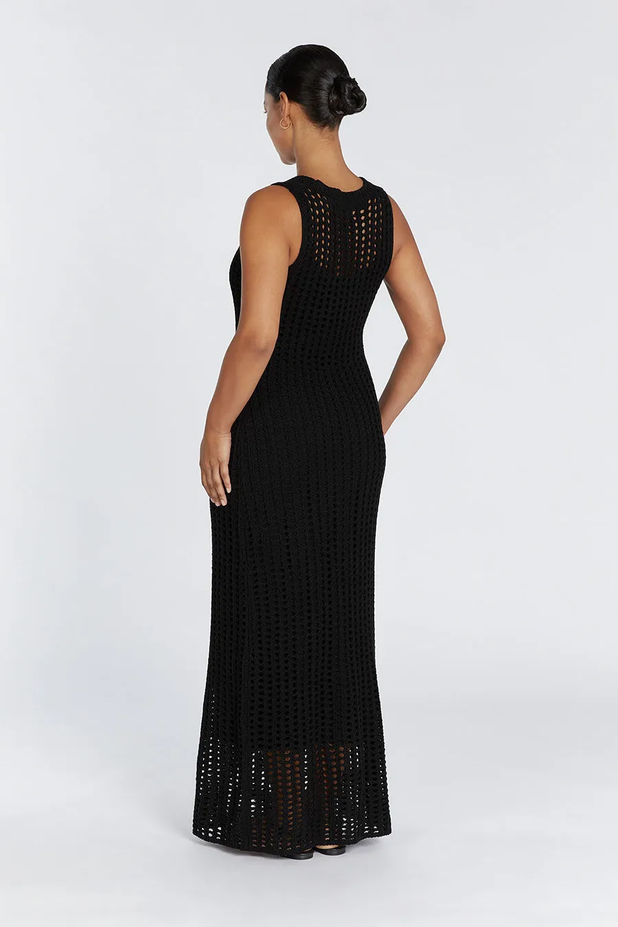 HUNTER BLACK CROCHET MAXI DRESS