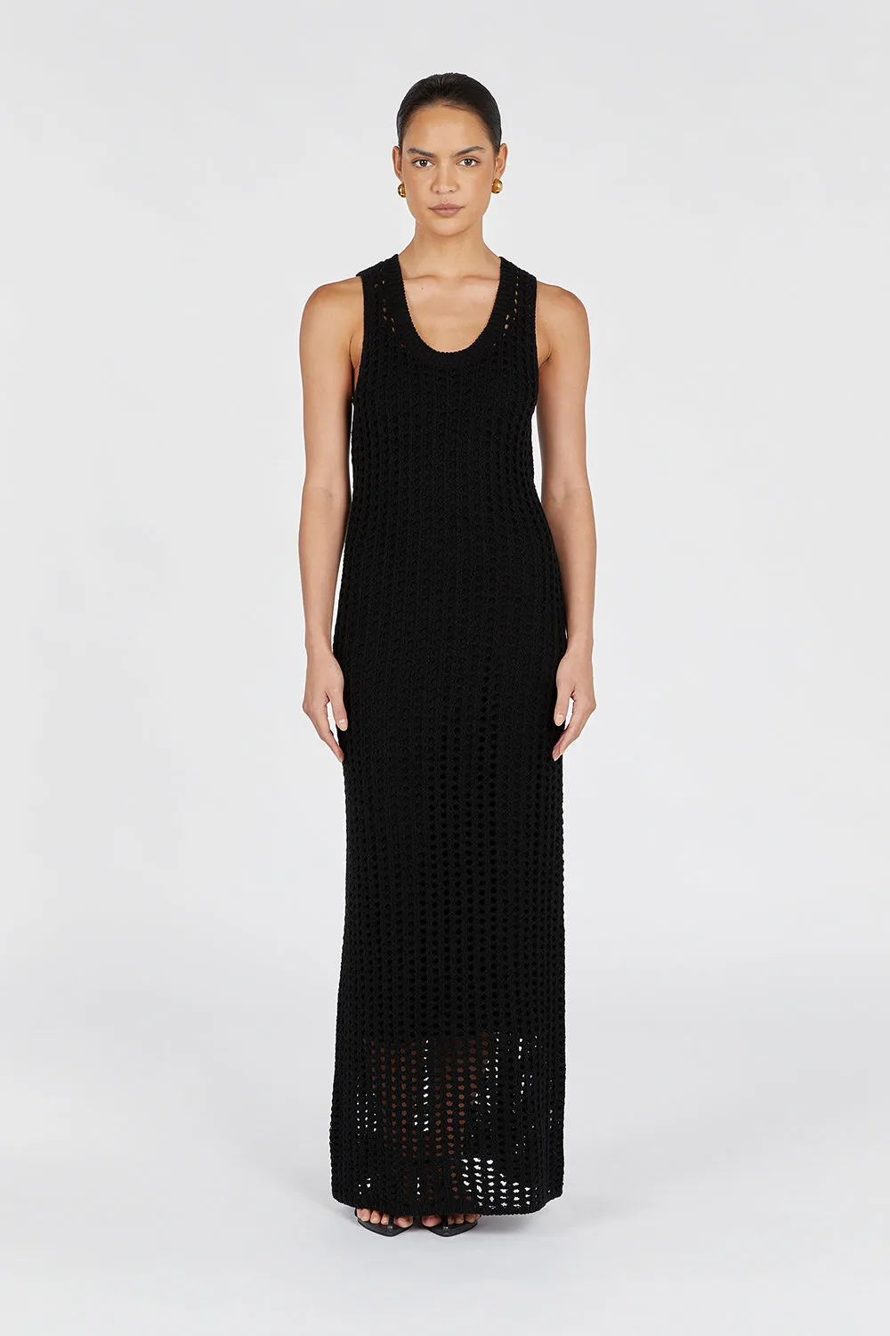 HUNTER BLACK CROCHET MAXI DRESS