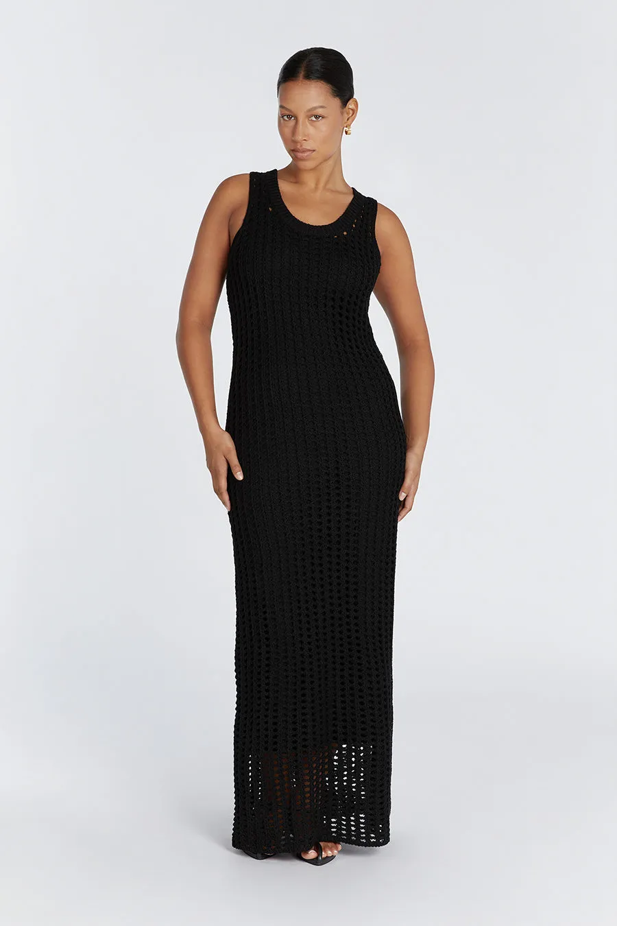 HUNTER BLACK CROCHET MAXI DRESS