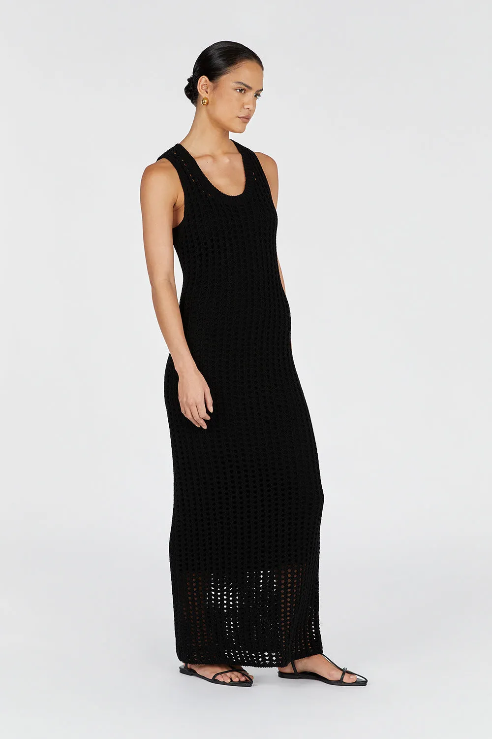 HUNTER BLACK CROCHET MAXI DRESS