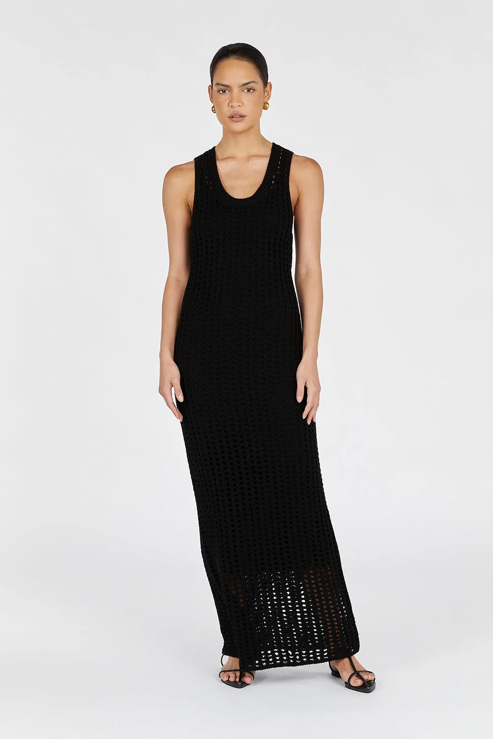 HUNTER BLACK CROCHET MAXI DRESS