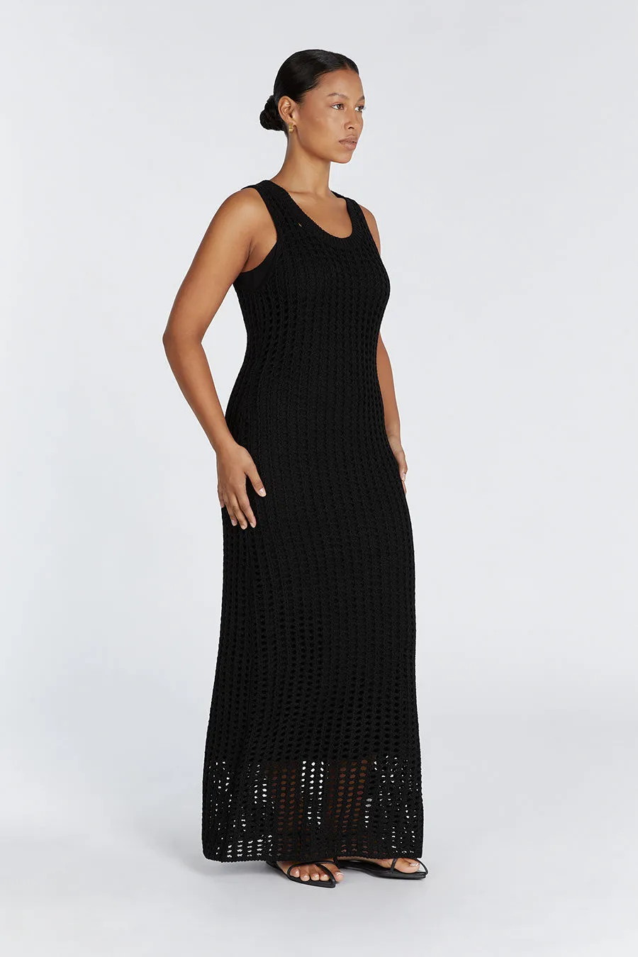 HUNTER BLACK CROCHET MAXI DRESS