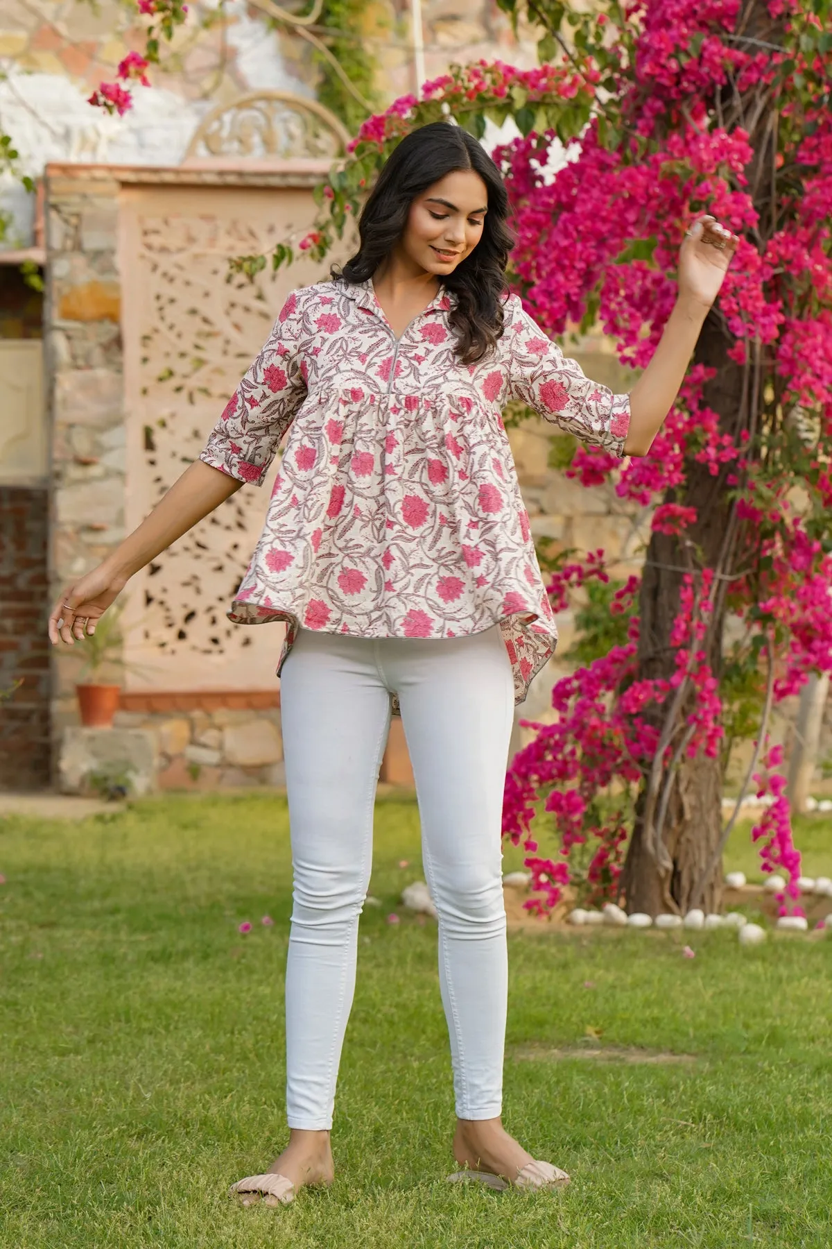 Jaal on Off-white Short Kurti