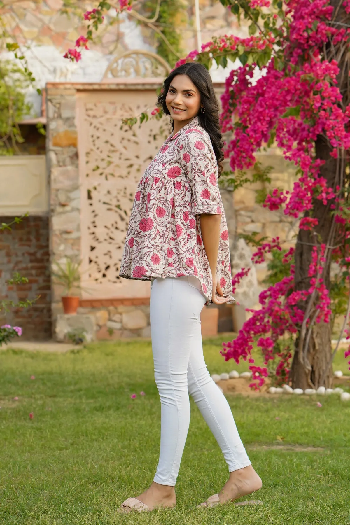 Jaal on Off-white Short Kurti