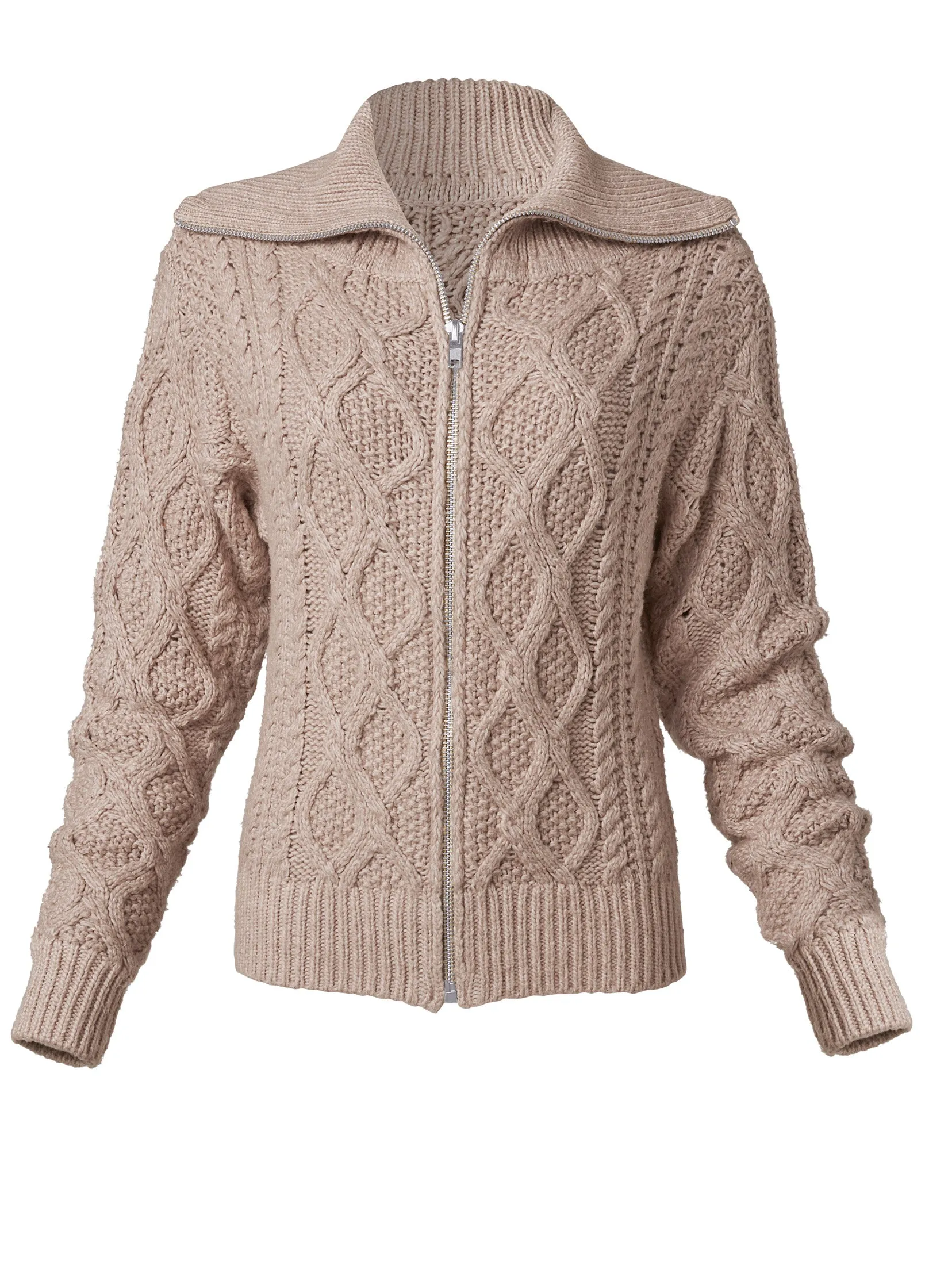 Knit Zip Sweater - Taupe