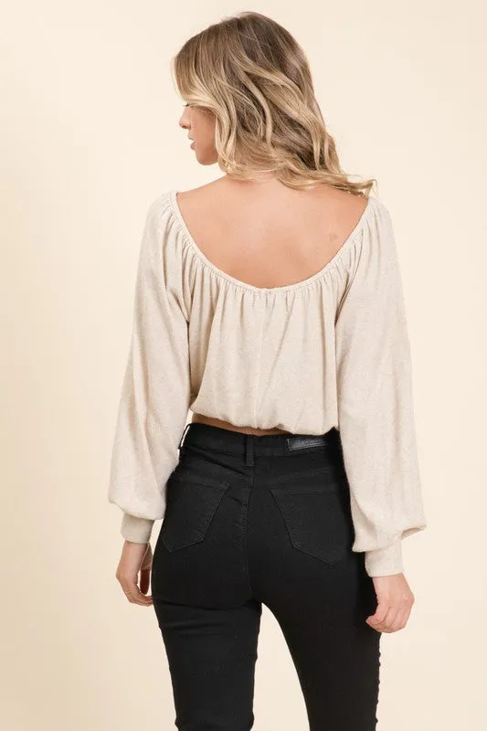 Lumiere Casual Crop Top - Oatmeal