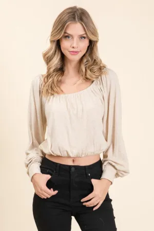 Lumiere Casual Crop Top - Oatmeal