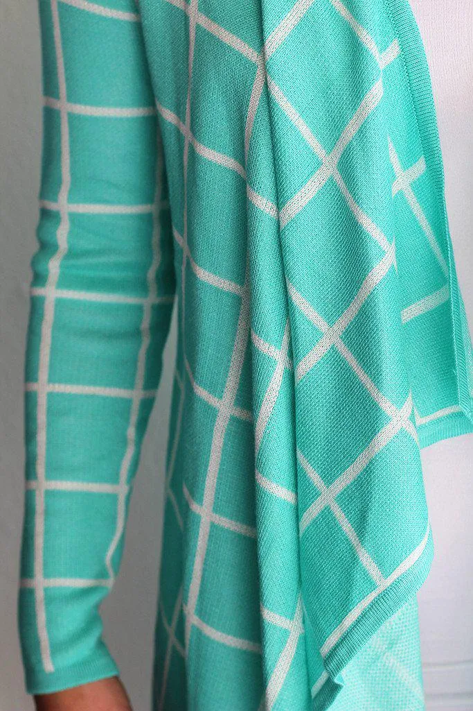 Mint Plaid Open Cardigan